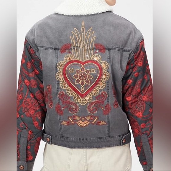 NWT Desiguel Denim Sherpa bomber jacket original price $309 - Picture 2 of 7